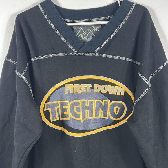🔥 FIRST DOWN TECHNO Japanese Designer Streetwear Brand Sweatshirt Lg - PERFECT - Picture 2 of 8